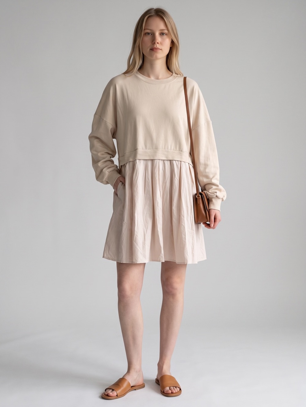 Babydoll Dress in Beige